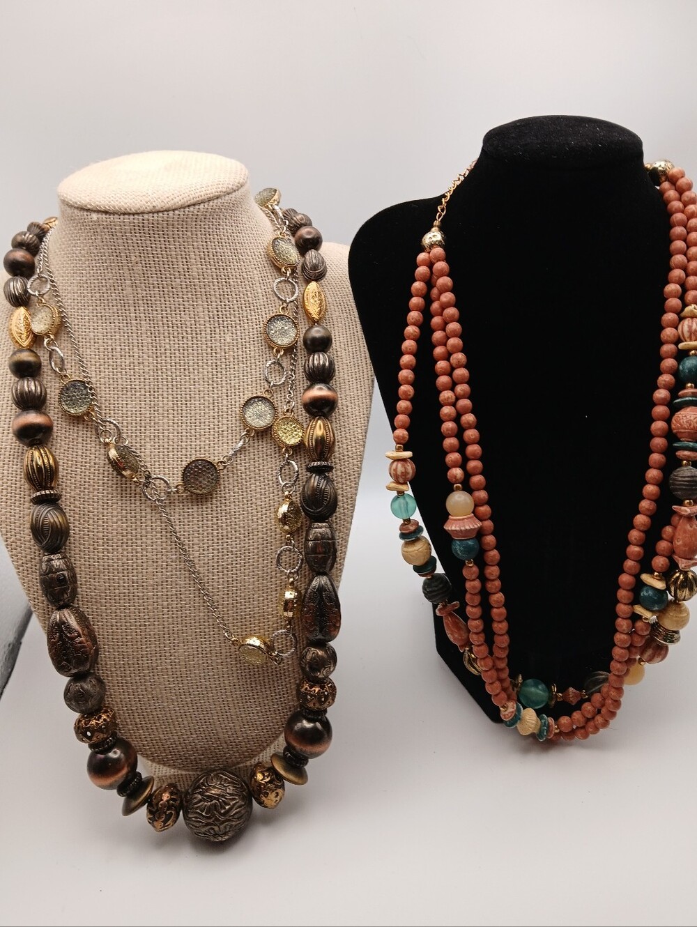 Boho Style Beaded Bronze Color Necklas Jewelry